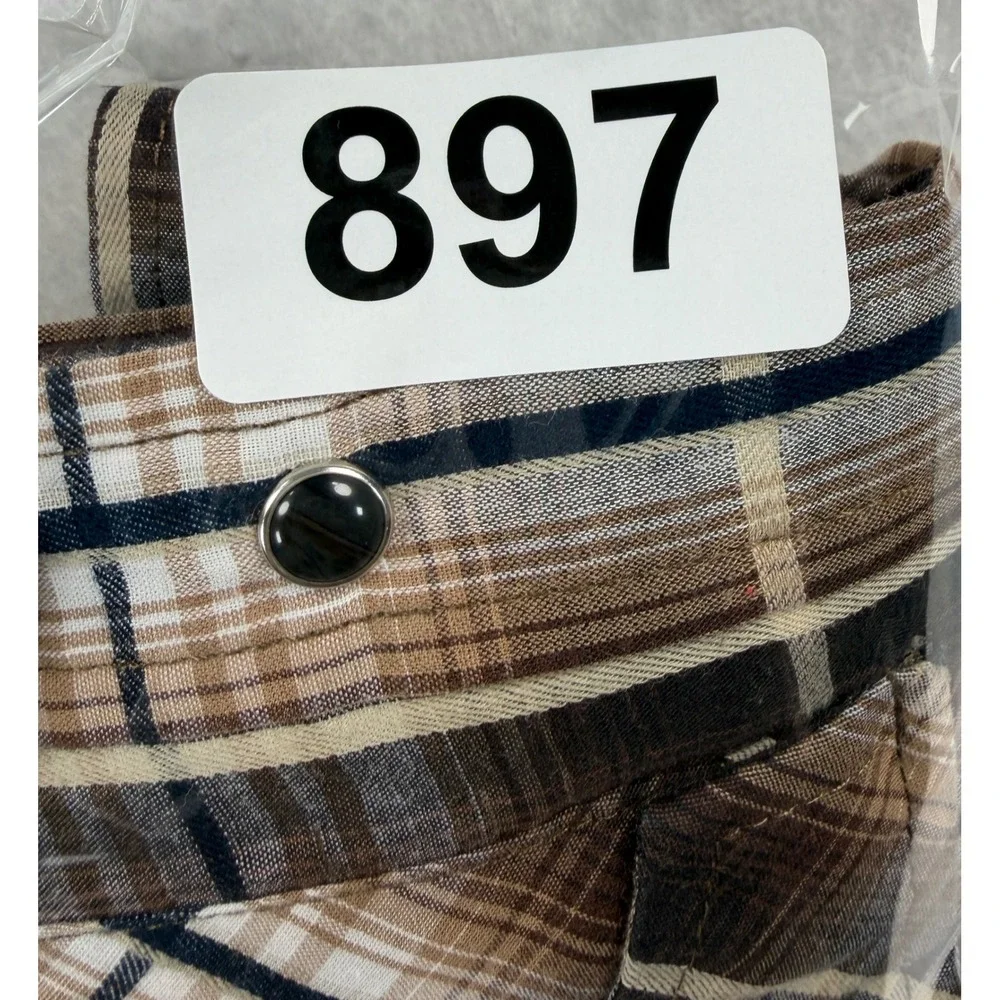 Ely Cattleman Boys Medium 8 Western Pearl Snap Plaid Cowboy Button up shirt